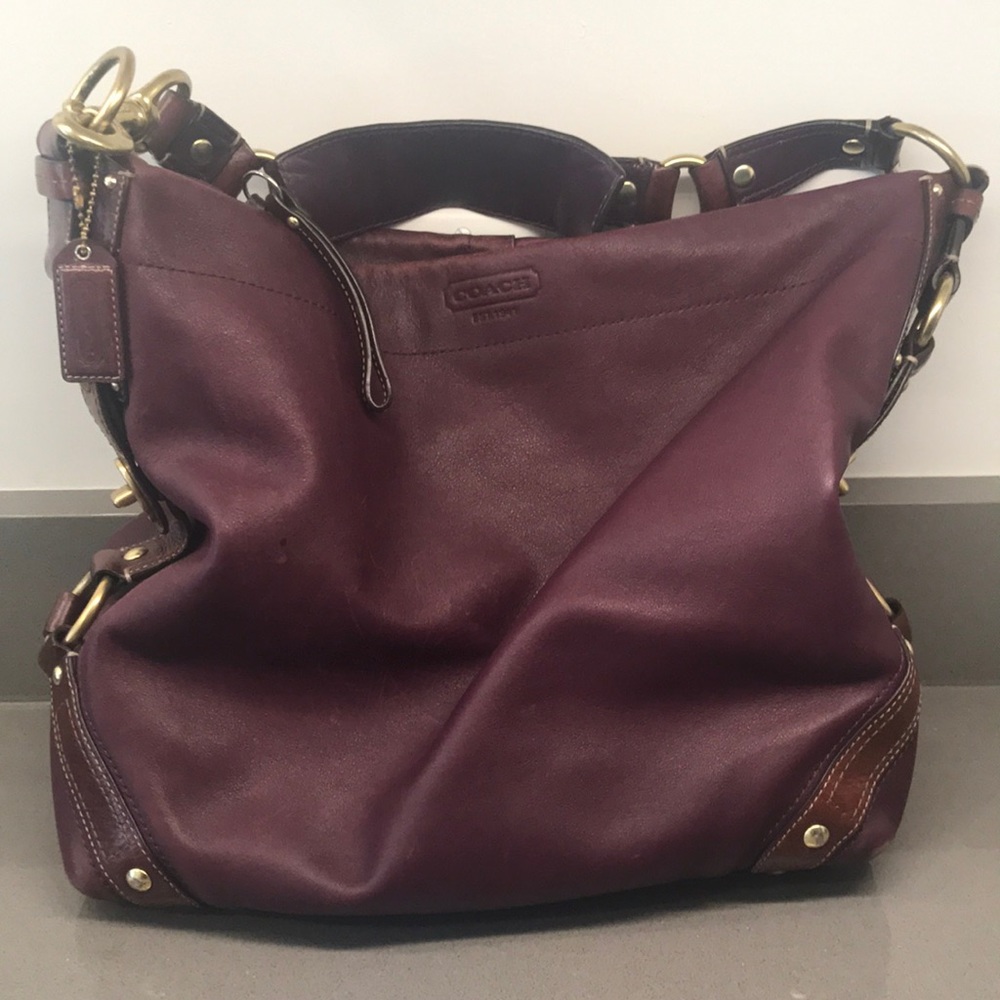 COACH purple leather shoulder bag